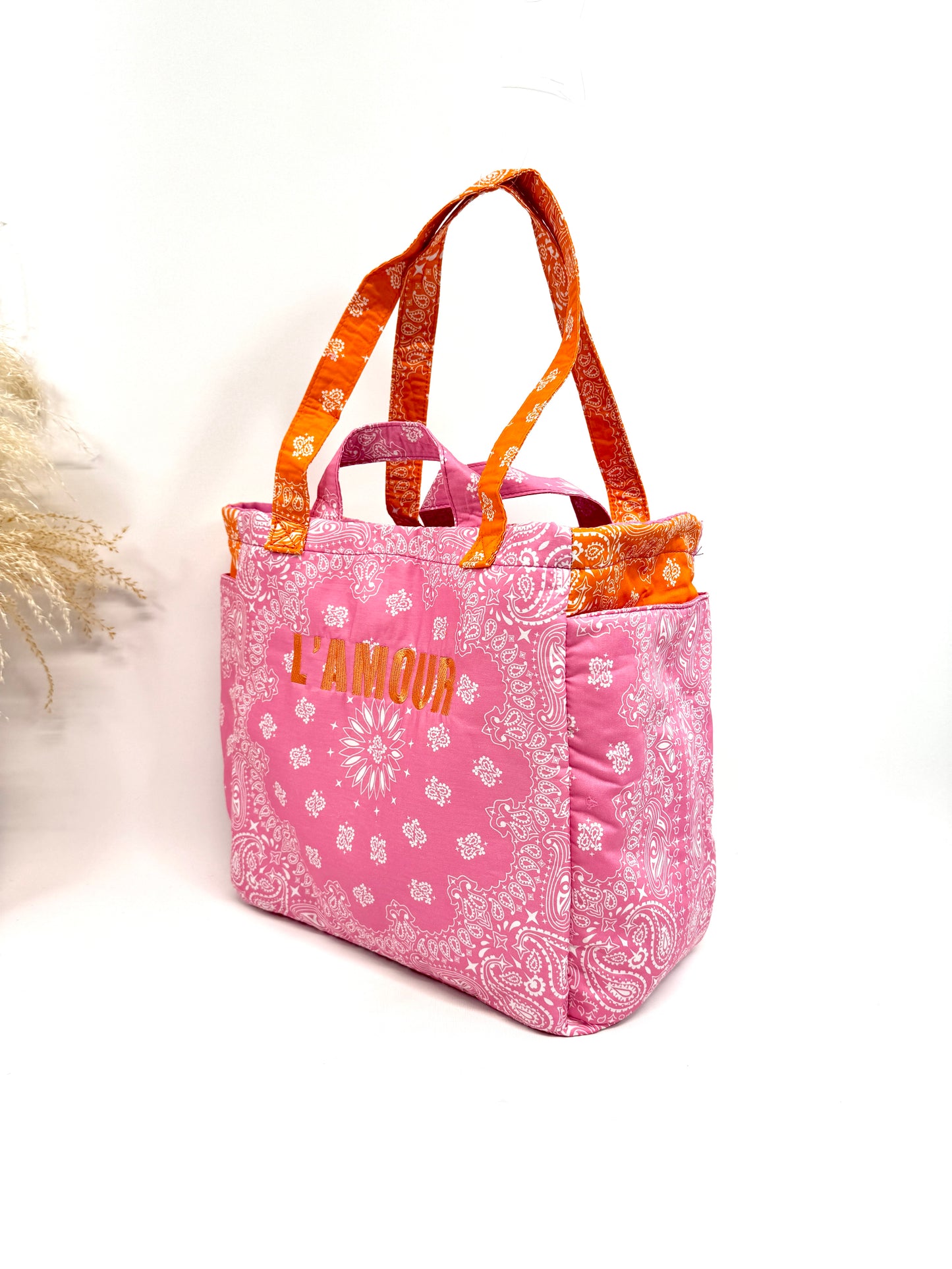 Sac cabas coton style bandada bicolore "Amour"