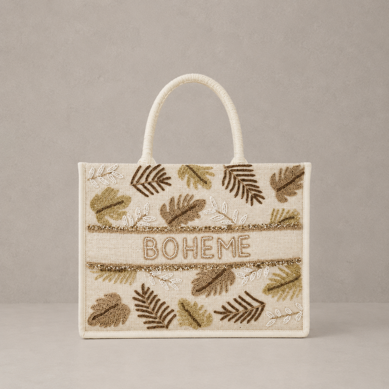 Le sac cabas "Bohème" canvas de jute