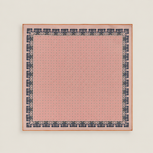 Carré en coton à micro-motifs et bordure contrastée