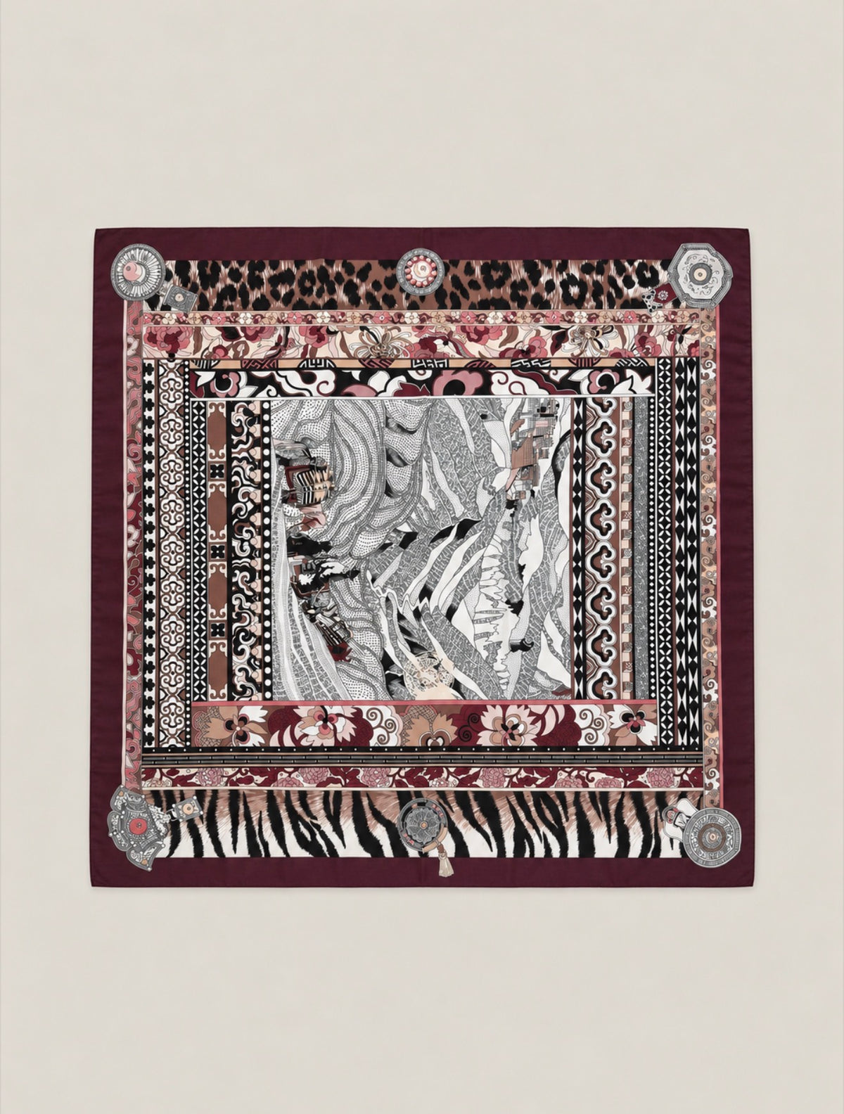 Foulard carré fin patchwork - ATHÉNA