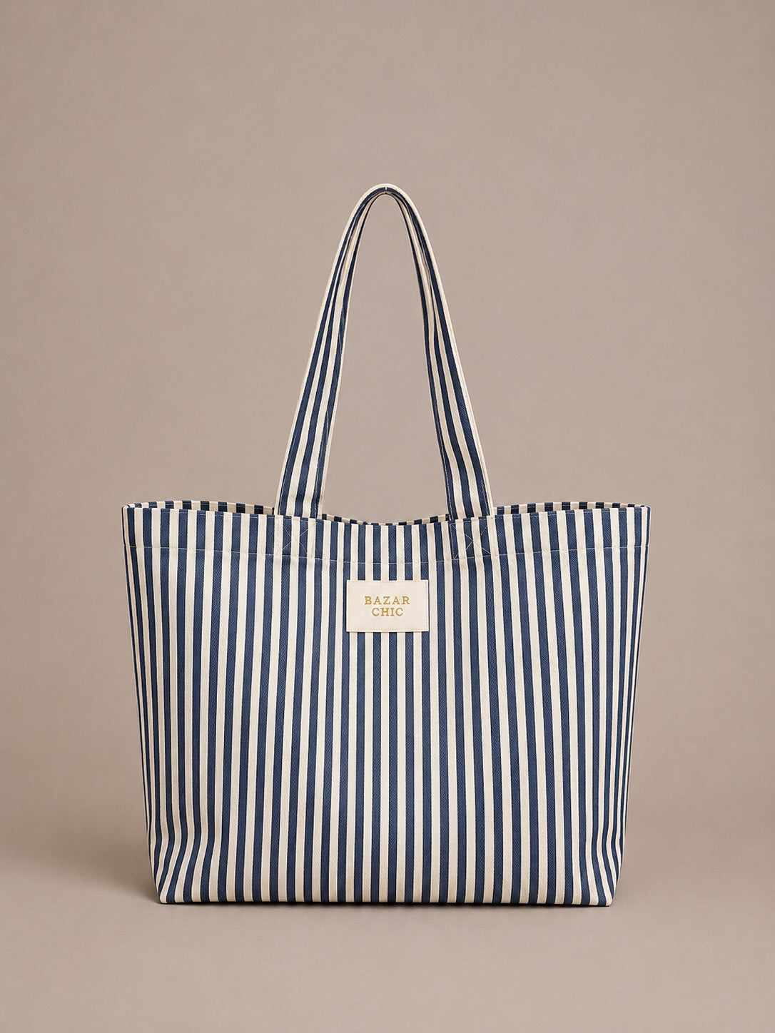 Sac tote bag en coton rayé "Bazar chic"