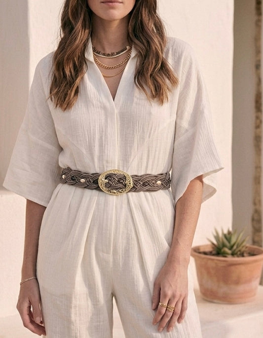 Ceinture en coton large macramé