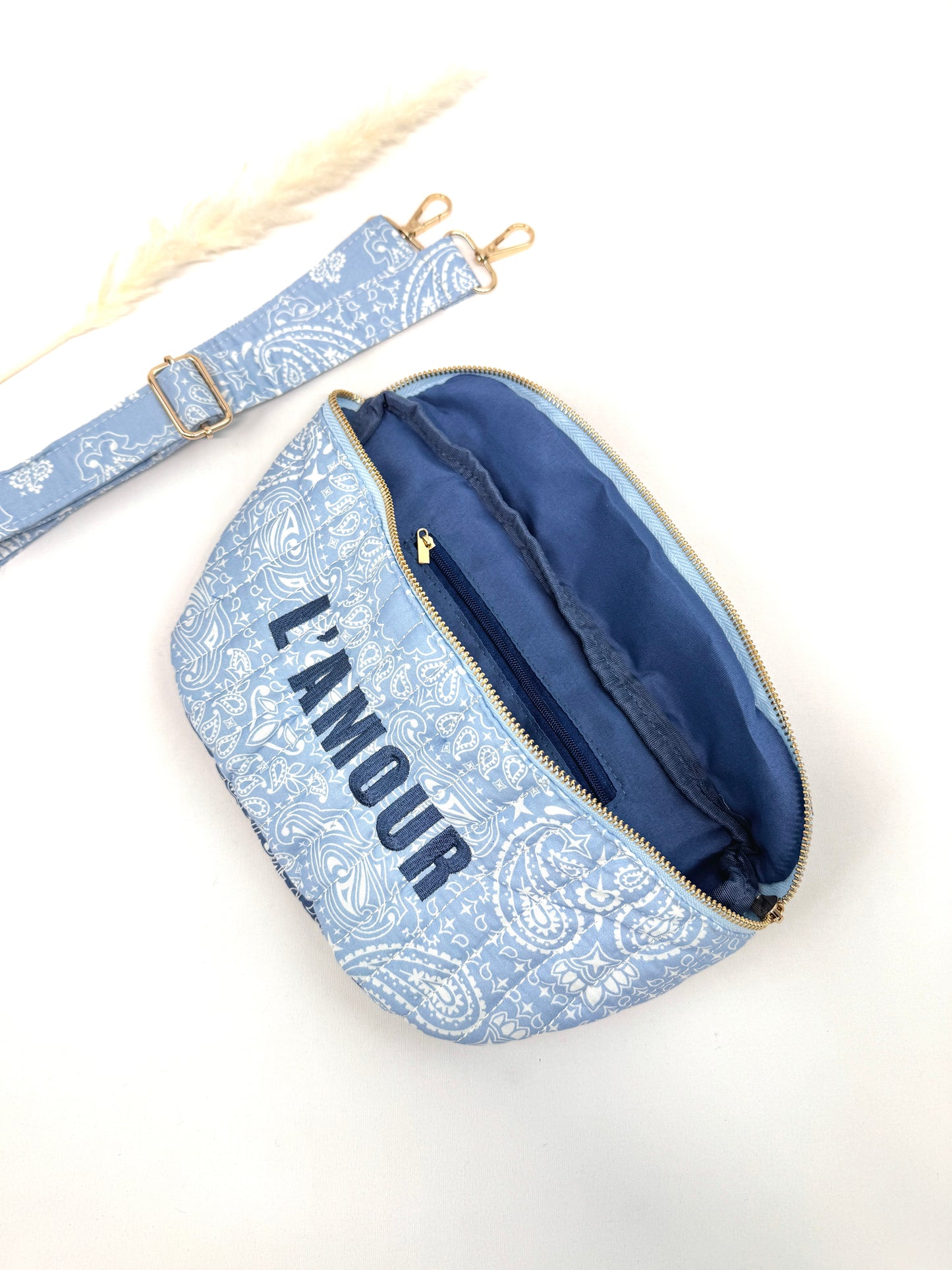Sac banane coton style bandana bicolore "Amour"