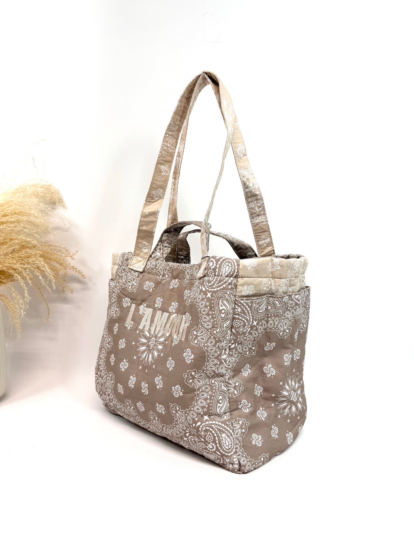Sac cabas coton style bandada bicolore "Amour"
