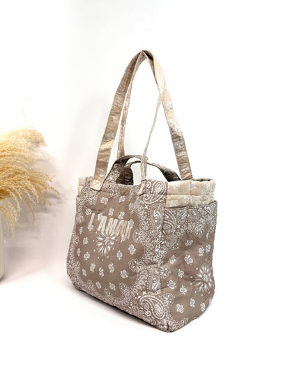 Sac cabas coton style bandada bicolore "Amour"