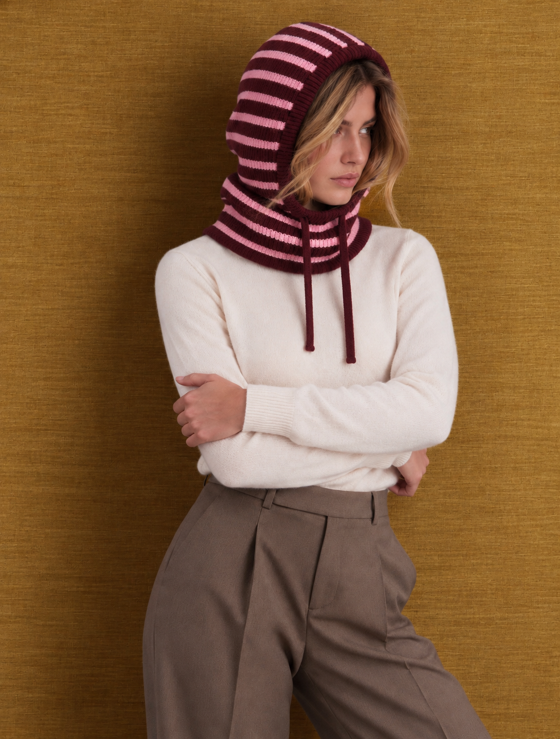 Cagoule en laine rayée - LISA