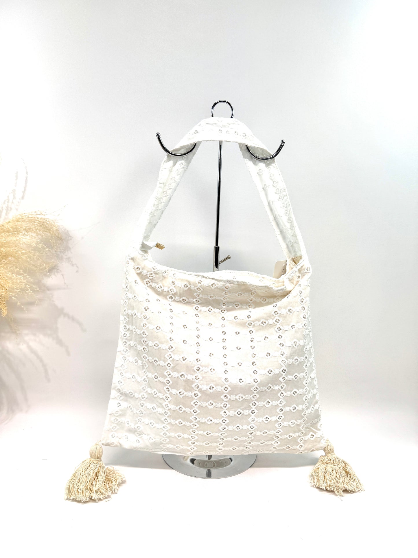 Sac fourre tout dentelle à franges pompons