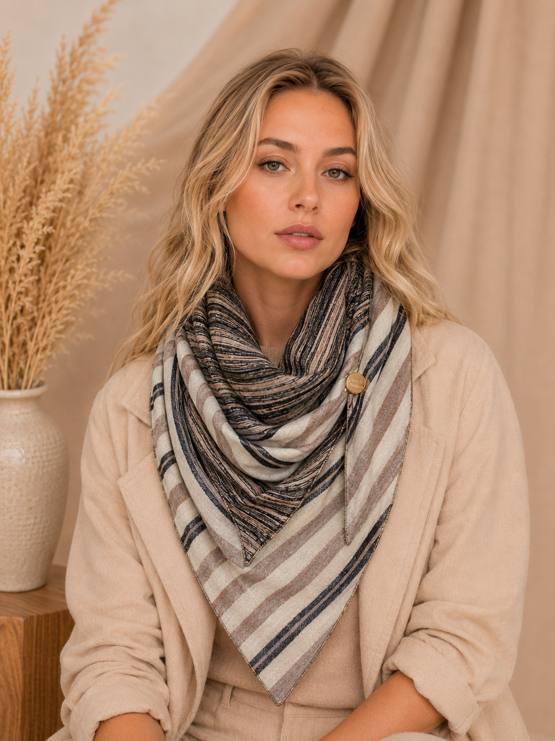 Création triangle double face réversible beige/taupe