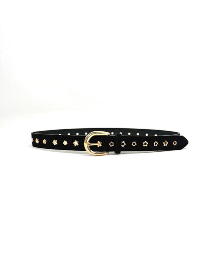 Ceinture beige bohème à détails dorés