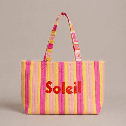 Sac cabas matelassé réversible "Soleil" vibrant