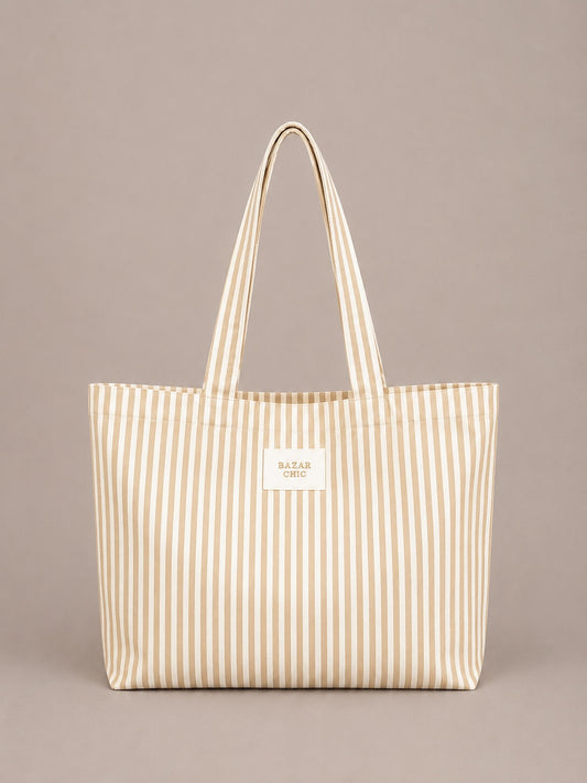 Sac tote bag en coton rayé "Bazar chic"