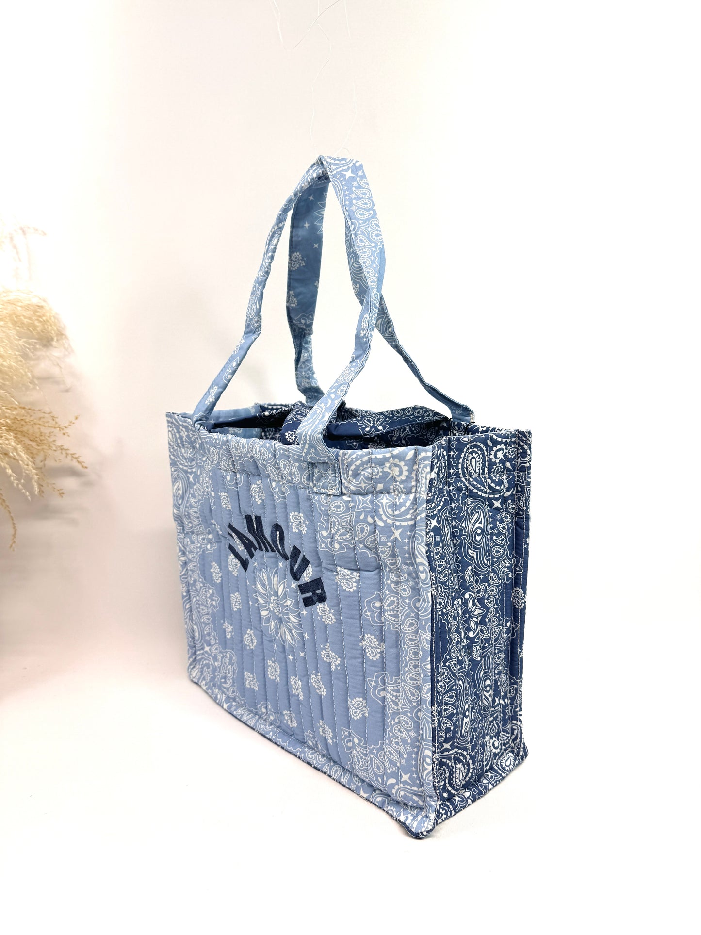 Sac cabas coton style bandana bicolore "Amour"