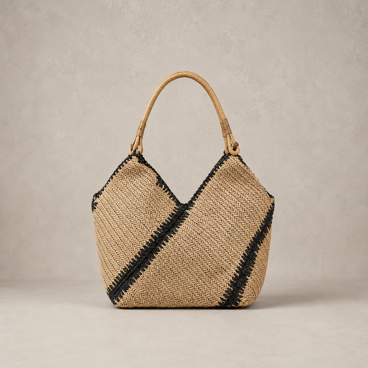 Sac cabas trapèze en paille tressé
