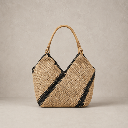 Sac cabas trapèze en paille tressé