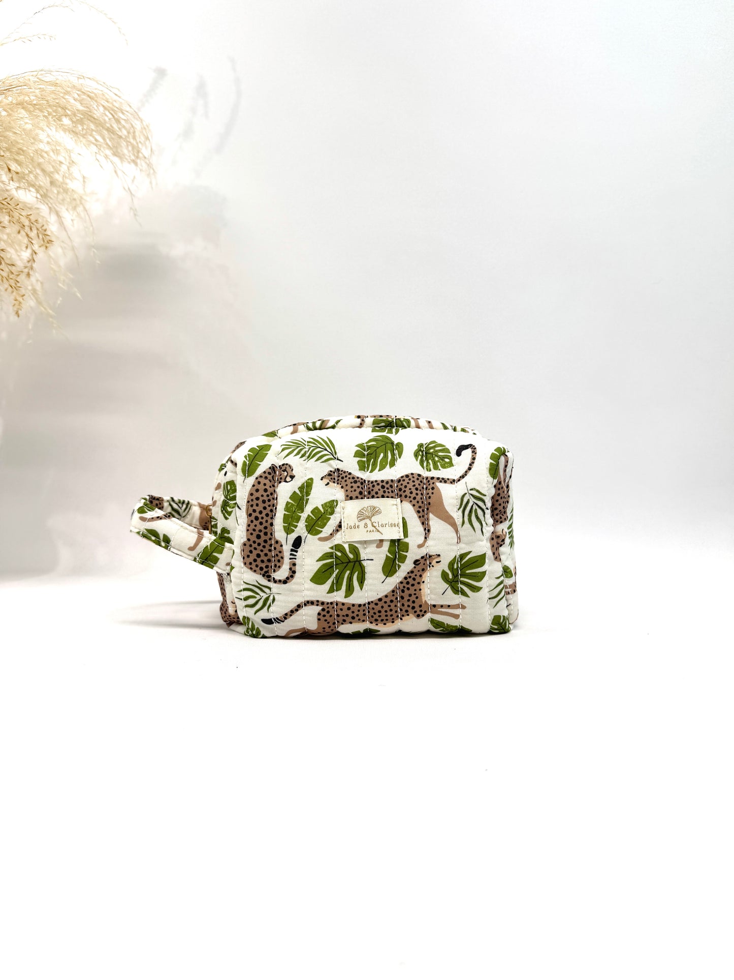 Trousse matelassée en coton imprimé animal