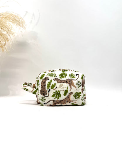 Trousse matelassée en coton imprimé animal