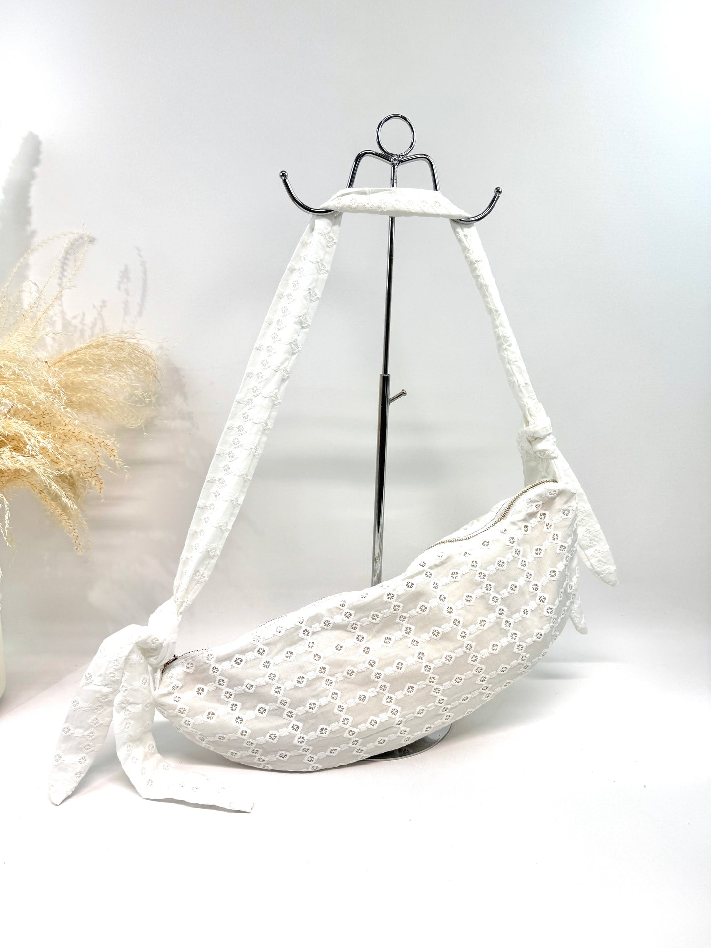 Sac banane besace dentelle à franges coquillages