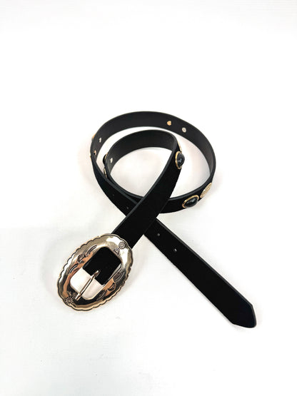 Ceinture chic à boucle écaille dorée