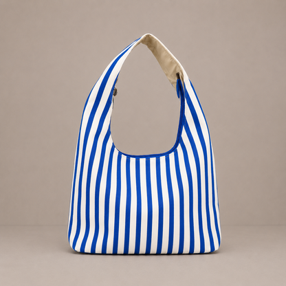 Sac cabas coton hobo rayé en éponge