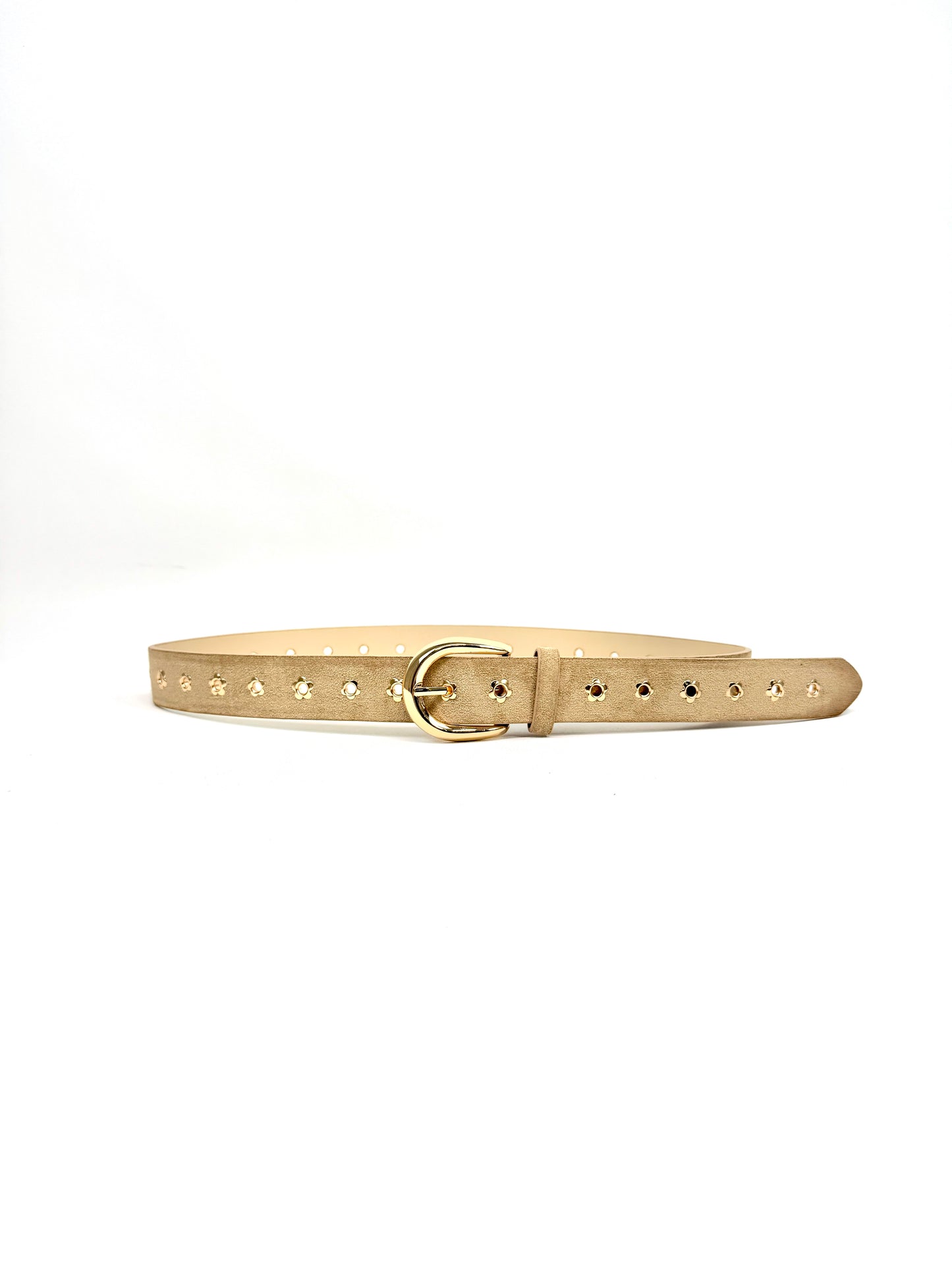 Ceinture beige bohème à détails dorés