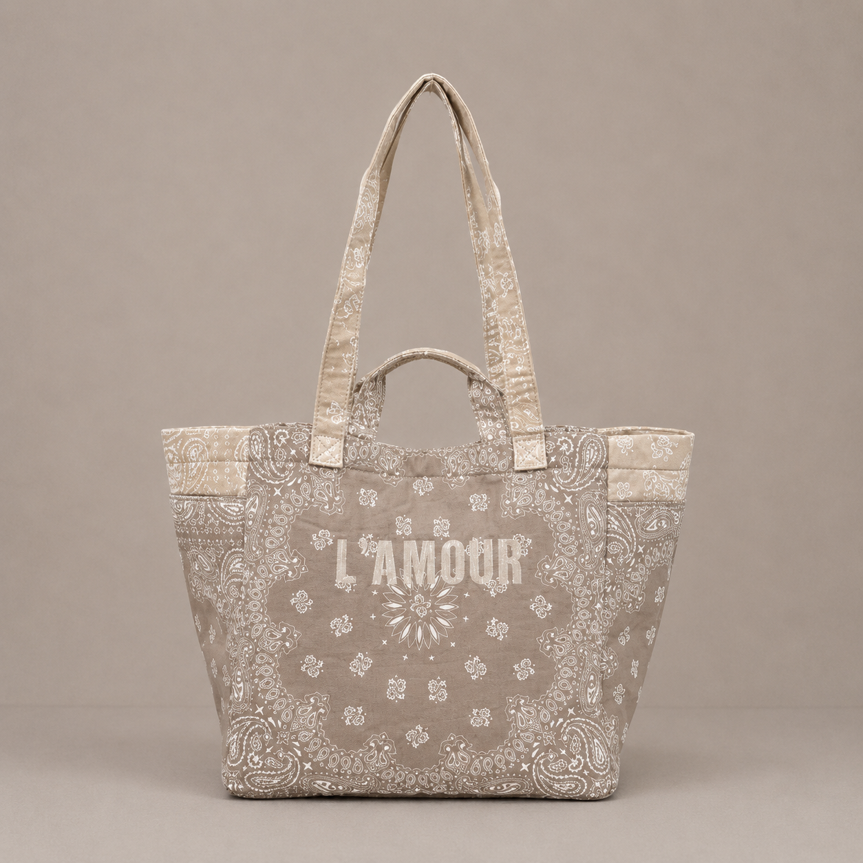 Sac cabas coton style bandana bicolore "Amour"