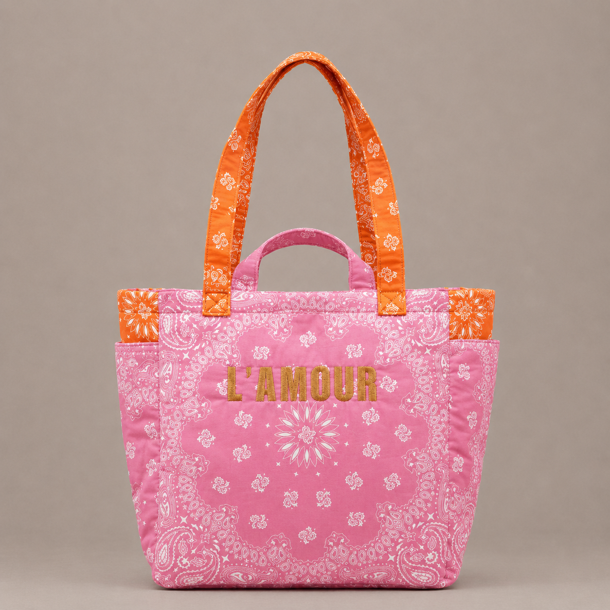 Sac cabas coton style bandana bicolore "Amour"