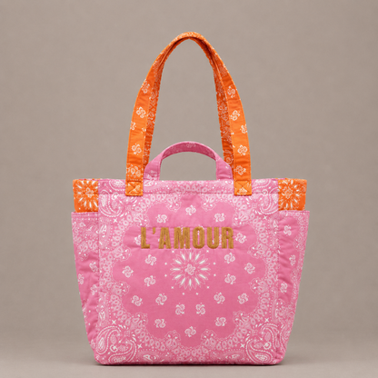 Sac cabas coton style bandana bicolore "Amour"
