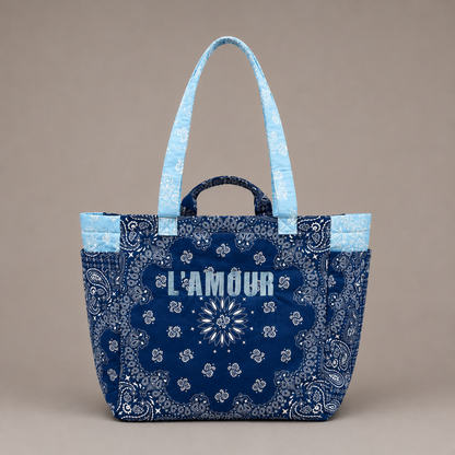 Sac cabas coton style bandana bicolore "Amour"