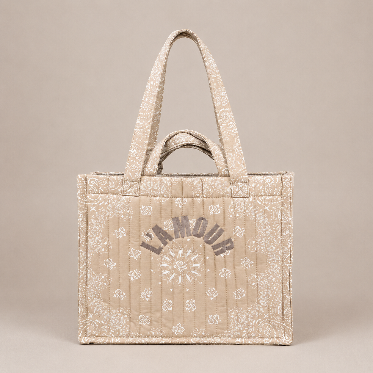 Sac cabas coton style bandana bicolore "Amour"