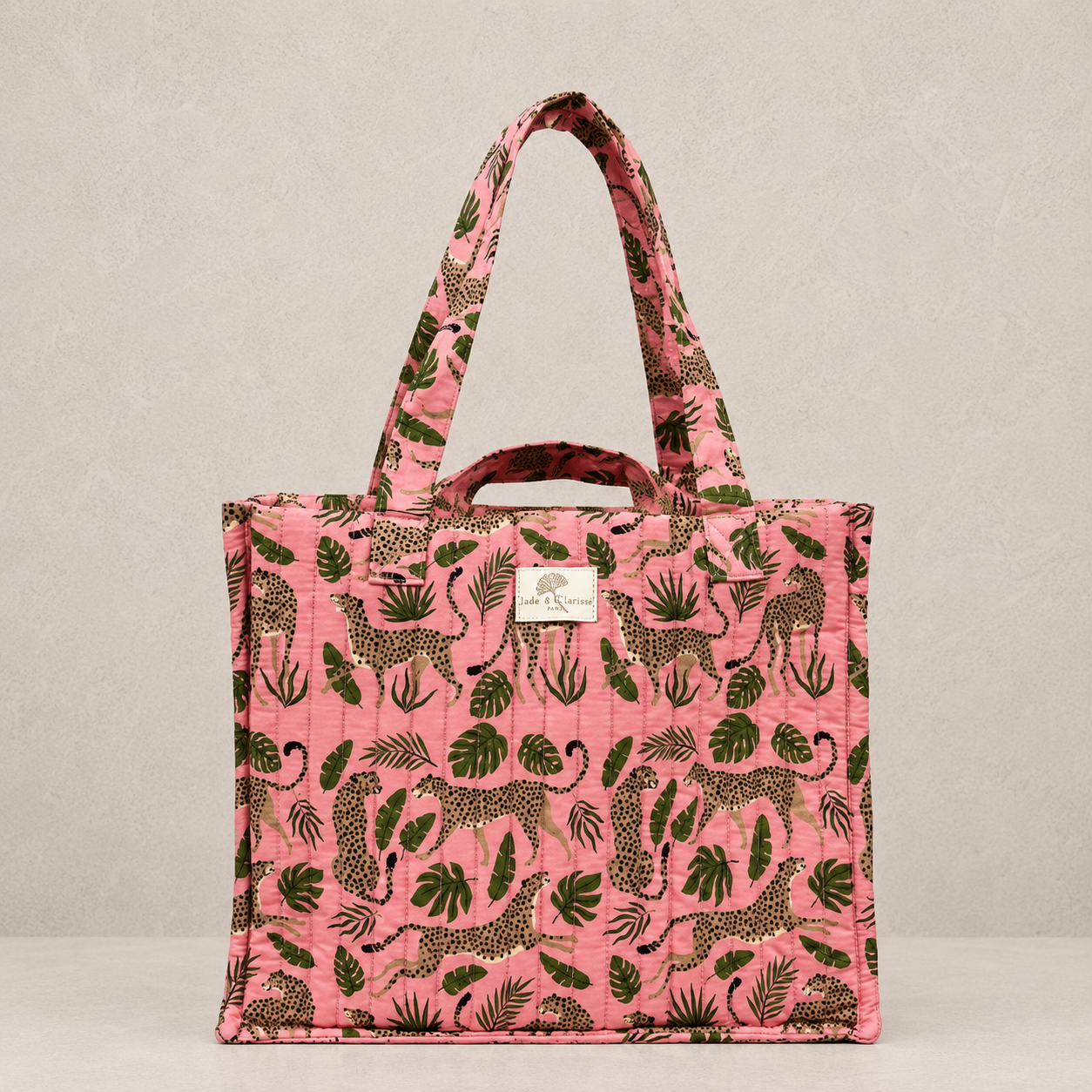 Sac cabas matelassé imprimé félin
