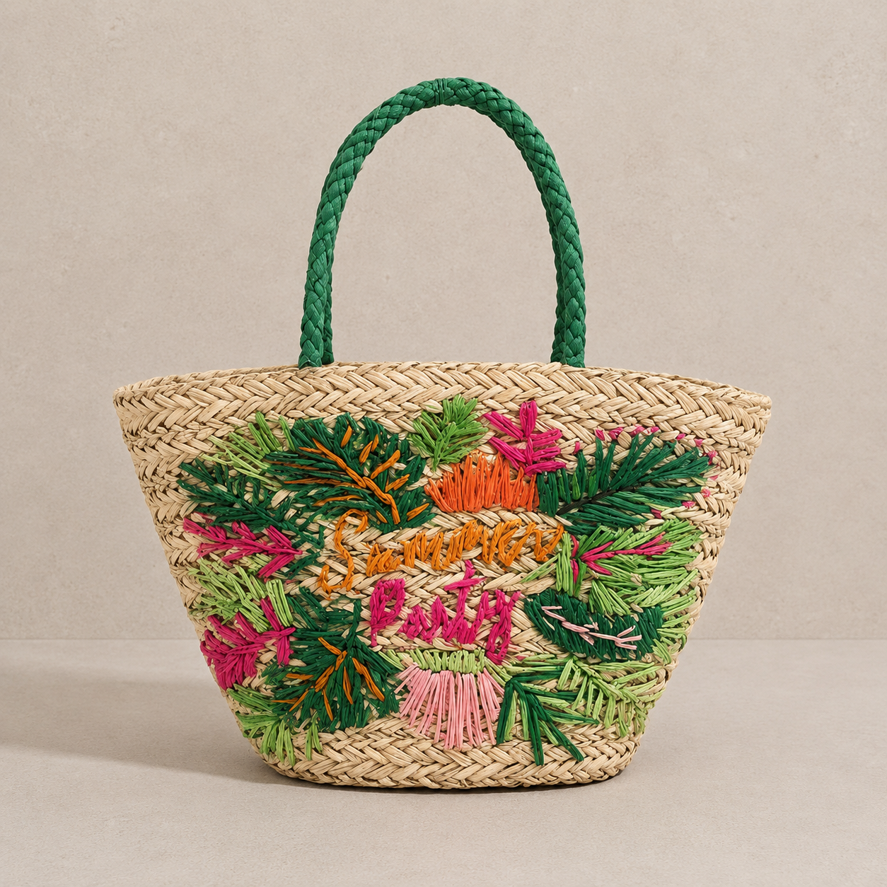 Sac panier broderies fleurs de bohème " Summer party"