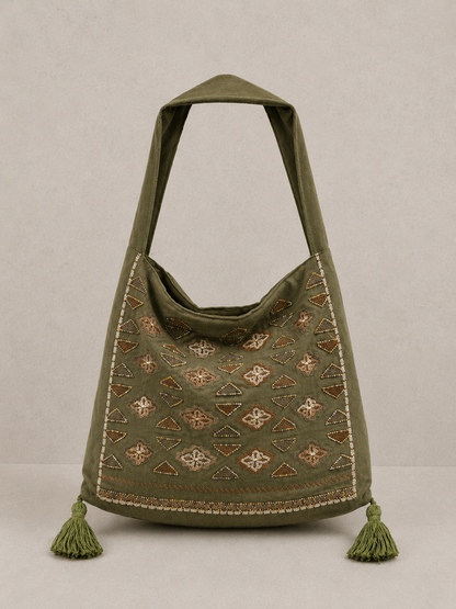 Sac fourre tout esprit voyage aux finitions brodées