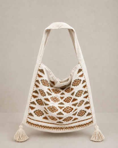 Sac fourre tout esprit voyage aux finitions brodées