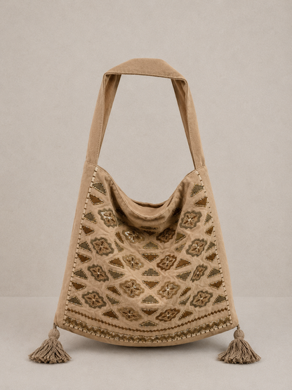 Sac fourre tout esprit voyage aux finitions brodées