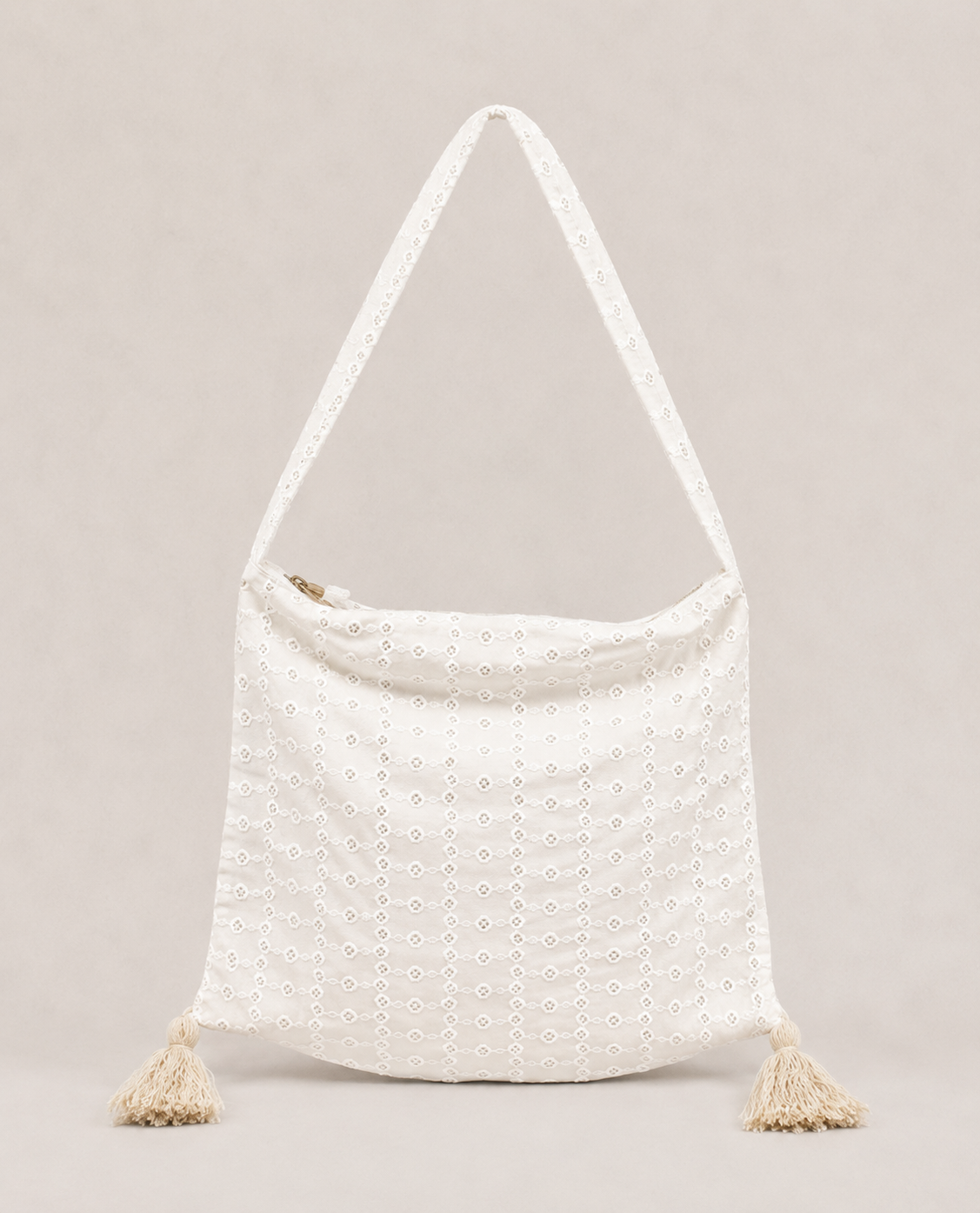 Sac fourre tout dentelle à franges pompons