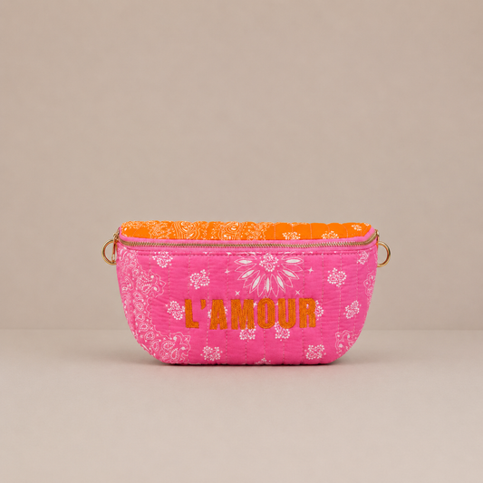 Sac banane coton style bandana bicolore "Amour"