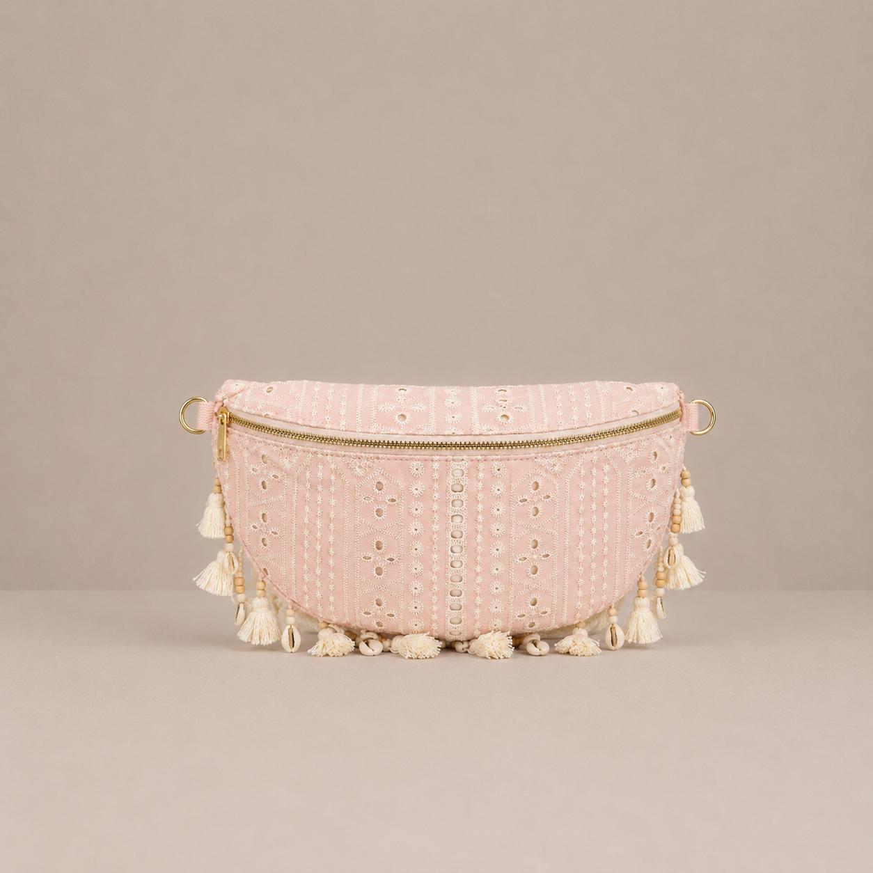 Sac banane dentelle à franges coquillages
