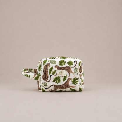 Trousse matelassée en coton imprimé animal