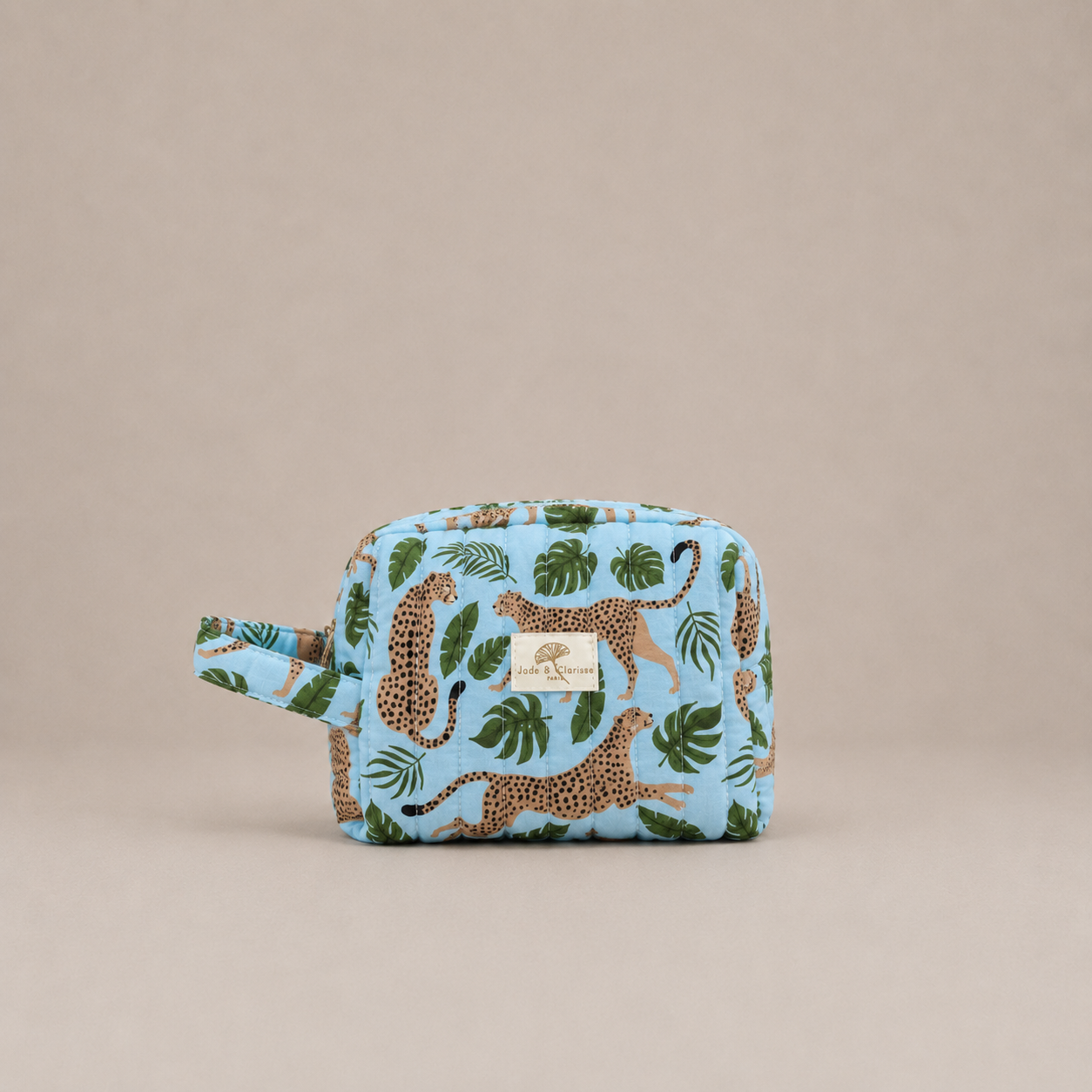 Trousse matelassée en coton imprimé animal