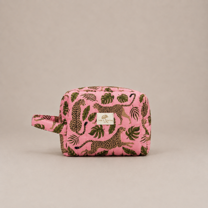 Trousse matelassée en coton imprimé animal