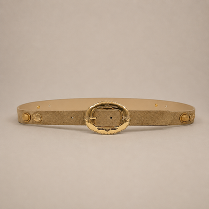Ceinture chic à boucle écaille dorée
