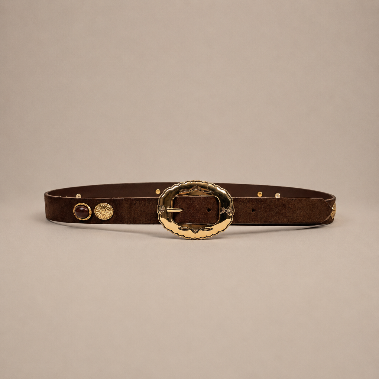 Ceinture chic à boucle écaille dorée