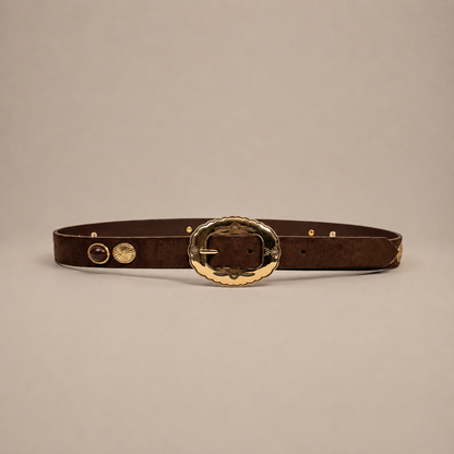 Ceinture chic à boucle écaille dorée