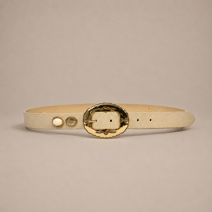 Ceinture chic à boucle écaille dorée
