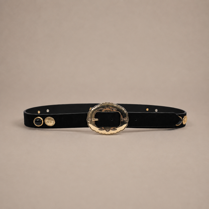 Ceinture chic à boucle écaille dorée