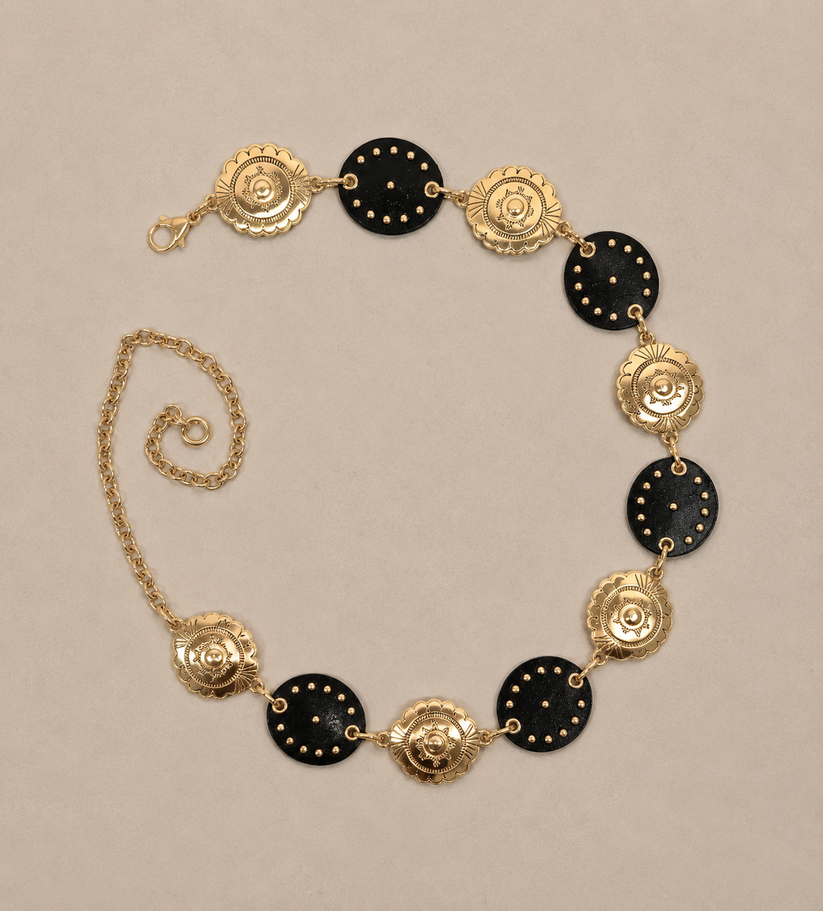Ceinture bijoux à ornements métalliques