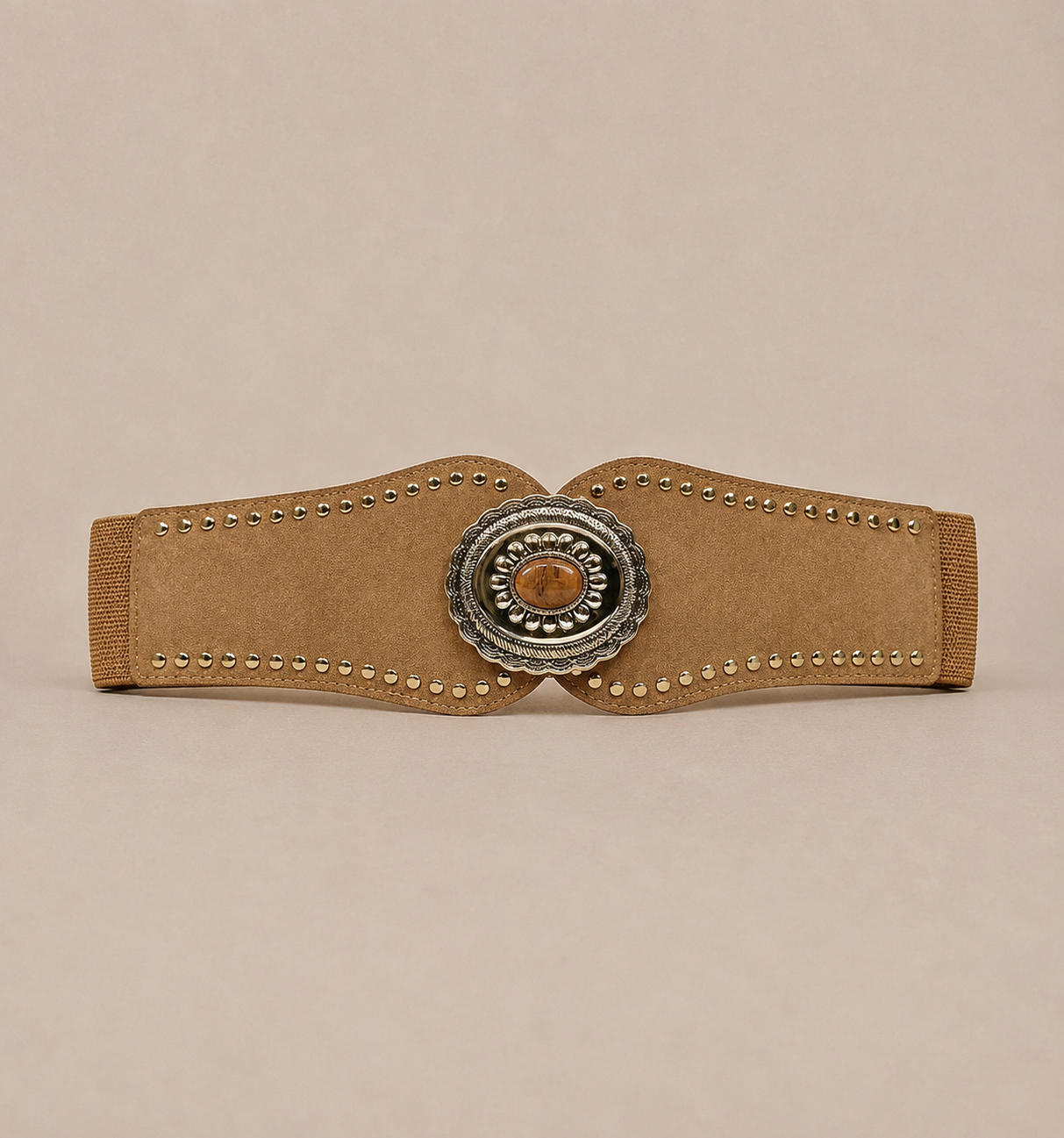 Ceinture large sculptante élastique à boucle soleil