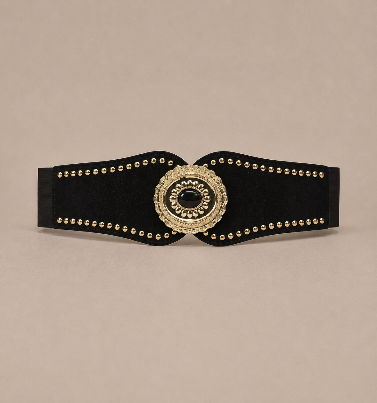 Ceinture large sculptante élastique à boucle soleil