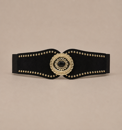 Ceinture large sculptante élastique à boucle soleil