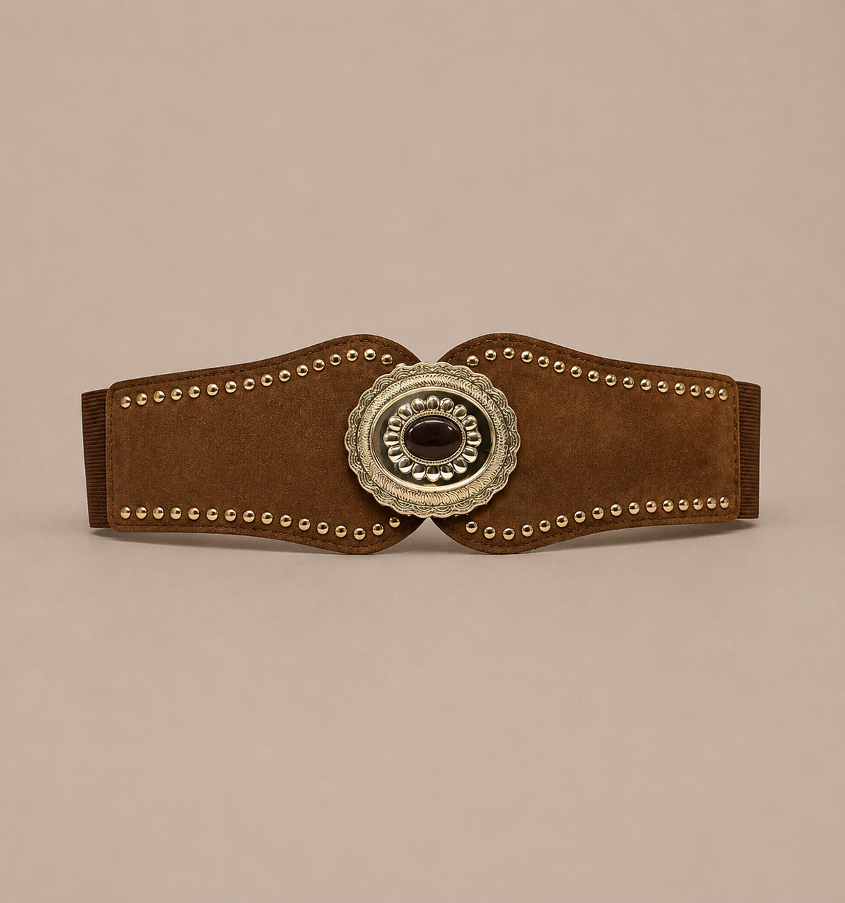 Ceinture large sculptante élastique à boucle soleil